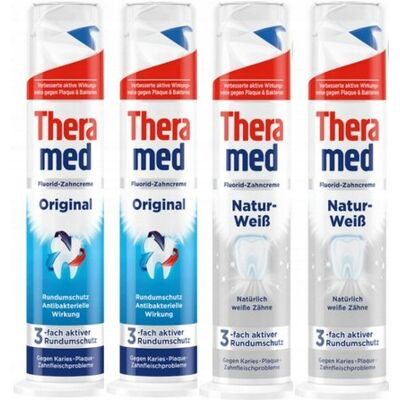 2x Pasta Theramed Original 100ml + 2x Pasta Theramed Natur Weiss 100ml 2x Pasta Theramed Original 100ml + 2x Pasta Theramed Natur Weiss 100ml
