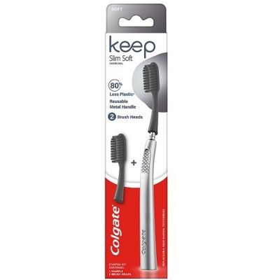Colgate, Keep Slim Soft Charcoal, Szczoteczka do zębów + 2 wkłady Colgate, Keep Slim Soft Charcoal, Szczoteczka do zębów + 2 wkłady