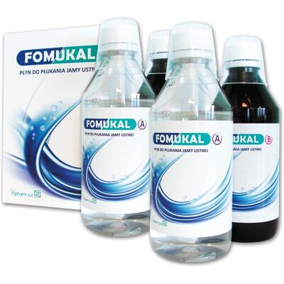 Wyrób medyczny, Fomukal, Płyn do płukania jamy ustnej, 1 zestaw (2x 225ml+ 2x 225ml) Wyrób medyczny, Fomukal, Płyn do płukania jamy ustnej, 1 zestaw (2x 225ml+ 2x 225ml)