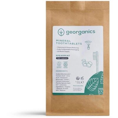 Georganics, naturalne tabletki do mycia zębów Spearmint, 720 tabletek Georganics, naturalne tabletki do mycia zębów Spearmint, 720 tabletek