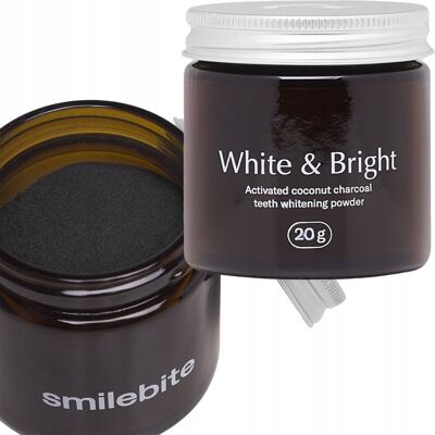 Smile Bite White&Bright - węgiel aktywowany z kokosa - 20 g - Proszek do zębów Smile Bite White&Bright - węgiel aktywowany z kokosa - 20 g - Proszek do zębów