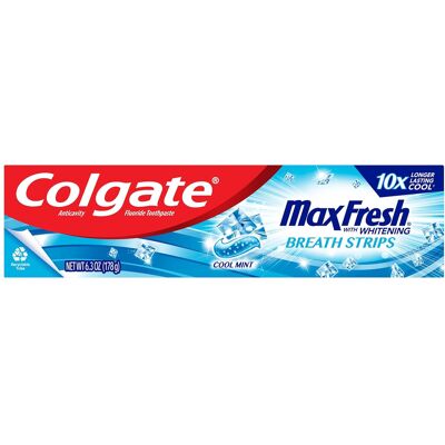 Pasta Do Zębów, Colgate, Max Fresh, Paski Wybielające I Odświeżające Oddech, Działanie Wybielające, Z Fluorem, O Smaku Miętowym, 178 G Pasta Do Zębów, Colgate, Max Fresh, Paski Wybielające I Odświeżające Oddech, Działanie Wybielające, Z Fluorem, O Smaku Miętowym, 178 G