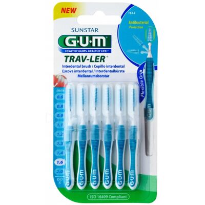 Szczoteczki Międzyzębowe Gum Trav-Ler 1,6 Mm Niebieskie Wyciorki 3x6szt. / Gum Szczoteczki Międzyzębowe Gum Trav-Ler 1,6 Mm Niebieskie Wyciorki 3x6szt. / Gum