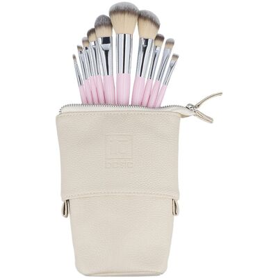 Ilū Basic, Zestaw 10 Pędzli Do Makijażu + Etui, Różowy Ilū Basic, Zestaw 10 Pędzli Do Makijażu + Etui, Różowy