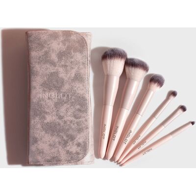 INGLOT, Zestaw pędzli do makijażu w etui Silver, 6 szt. INGLOT, Zestaw pędzli do makijażu w etui Silver, 6 szt.