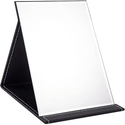 Wisyok Składane Przenośne Lustro Stołowe - Lustro Podróżne Ze Skóry Pu, Hd Na Kemping, Do Łazienki, Makijażu - 25 X 18 Cm (Czarne) Wisyok Składane Przenośne Lustro Stołowe - Lustro Podróżne Ze Skóry Pu, Hd Na Kemping, Do Łazienki, Makijażu - 25 X 18 Cm (Czarne)