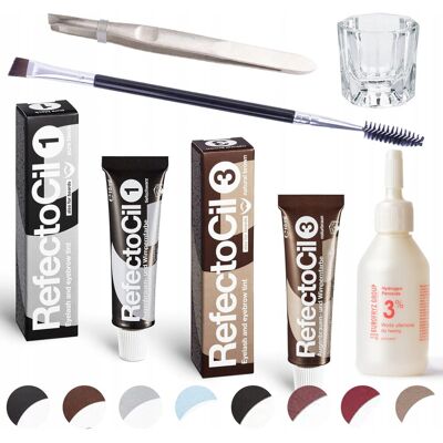 Zestaw do henny Refectocil 2x henna + pędzelek + woda utleniona + pęseta + naczynko (do paletek) Zestaw do henny Refectocil 2x henna + pędzelek + woda utleniona + pęseta + naczynko (do paletek)