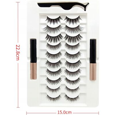 10 Szt. Sztuczne Rzęsy Magnetyczne 10+pęseta+eyeliner 10 Szt. Sztuczne Rzęsy Magnetyczne 10+pęseta+eyeliner