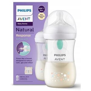 Philips Avent, Responsywna butelka do karmienia Natural z wentylem Air Free 260ml SCY673/82 Miś