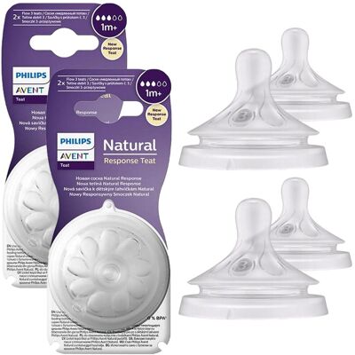 Smoczek butelkowy PHILIPS AVENT Natural Response, 2 szt - 1m+ antykolkowy silikonowy przepływ kontrolowany karmienie niemowląt Smoczek butelkowy PHILIPS AVENT Natural Response, 2 szt - 1m+ antykolkowy silikonowy przepływ kontrolowany karmienie niemowląt