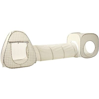 3 Sprouts Zestaw Namiotów dla Dzieci z Tunelem 3w1 Gingham Beige 3 Sprouts Zestaw Namiotów dla Dzieci z Tunelem 3w1 Gingham Beige