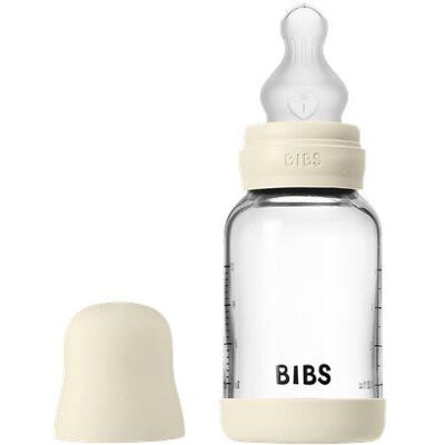 BIBS Niemowlęca Szklana Butelka Silikonowy Powolny Strumień - Butelka BIBS Niemowlęca Szklana Butelka Silikonowy Powolny Strumień - Butelka