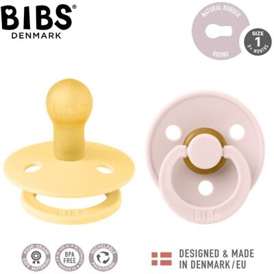 BIBS COLOUR 2-PACK PALE BUTTER & PETAL S Smoczek Uspokajający kauczuk Hevea BIBS COLOUR 2-PACK PALE BUTTER & PETAL S Smoczek Uspokajający kauczuk Hevea