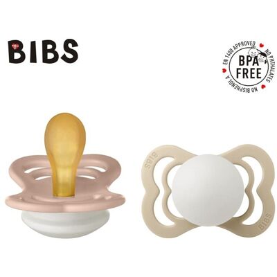 BIBS SUPREME 2-PACK BLUSH NIGHT & VANILLA NIGHT S Smoczek Symetrycznyy kauczuk Hevea BIBS SUPREME 2-PACK BLUSH NIGHT & VANILLA NIGHT S Smoczek Symetrycznyy kauczuk Hevea
