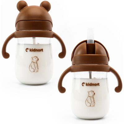 Kidnort Bidon niekapek 240ml Bringebaer różowy, słomka grawitacyjna, 6m+ BPA FREE Kidnort Bidon niekapek 240ml Bringebaer różowy, słomka grawitacyjna, 6m+ BPA FREE