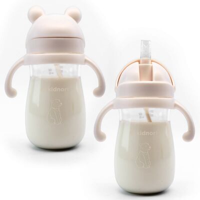 Kidnort Bidon niekapek 300ml Bringebaer różowy, słomka grawitacyjna, 6m+ BPA FREE Kidnort Bidon niekapek 300ml Bringebaer różowy, słomka grawitacyjna, 6m+ BPA FREE