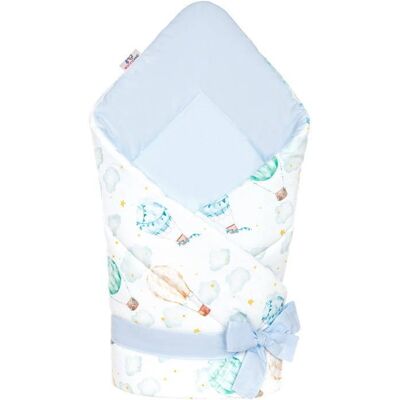BocioLand Balóny 70x70 jasnoniebieski - Swaddle BocioLand Balóny 70x70 jasnoniebieski - Swaddle