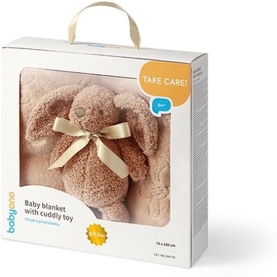Box Prezentowy Kocyk Niemowlęcy I Maskotka Króliczek Babyono 0m+ Boho Beż Box Prezentowy Kocyk Niemowlęcy I Maskotka Króliczek Babyono 0m+ Boho Beż