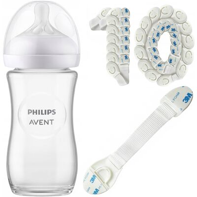 Butelka niemowlęca PHILIPS AVENT SCY933/01 - 240 ml antykolkowa szklana smoczek Natural karmienie bez BPA Butelka niemowlęca PHILIPS AVENT SCY933/01 - 240 ml antykolkowa szklana smoczek Natural karmienie bez BPA