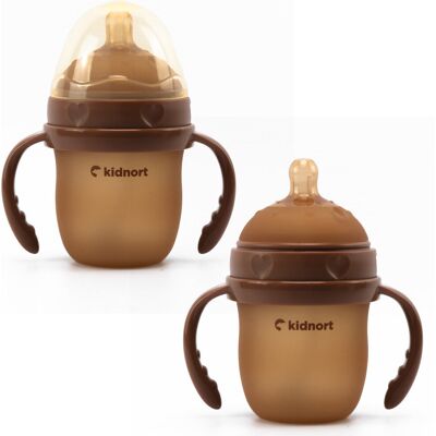 Kidnort Butelka Silikonowa Antykolkowa Eple 150ml Brązowa 0–3M BPA FREE Kidnort Butelka Silikonowa Antykolkowa Eple 150ml Brązowa 0–3M BPA FREE