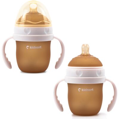 Kidnort Butelka Silikonowa Antykolkowa Eple 150ml Różowa 0–3M BPA FREE Kidnort Butelka Silikonowa Antykolkowa Eple 150ml Różowa 0–3M BPA FREE