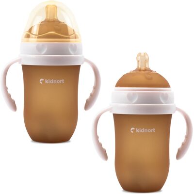 Kidnort Butelka Silikonowa Antykolkowa Eple 250ml Różowa 6M+ BPA FREE Kidnort Butelka Silikonowa Antykolkowa Eple 250ml Różowa 6M+ BPA FREE