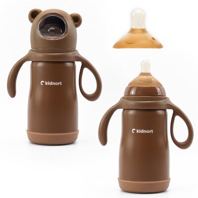 Kidnort Butelka Termos Paere 270ml Brązowa 6M+ Antykolkowa Stal BPA FREE Kidnort Butelka Termos Paere 270ml Brązowa 6M+ Antykolkowa Stal BPA FREE