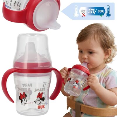 sarcia.eu DISNEY Myszka Minnie BEZPIECZNA butelka do nauki picia Z UCHWYTAMI NUK, ANTYKOLKOWA, silikonowy smoczek NIEKAPEK 150ml 6m+ sarcia.eu DISNEY Myszka Minnie BEZPIECZNA butelka do nauki picia Z UCHWYTAMI NUK, ANTYKOLKOWA, silikonowy smoczek NIEKAPEK 150ml 6m+