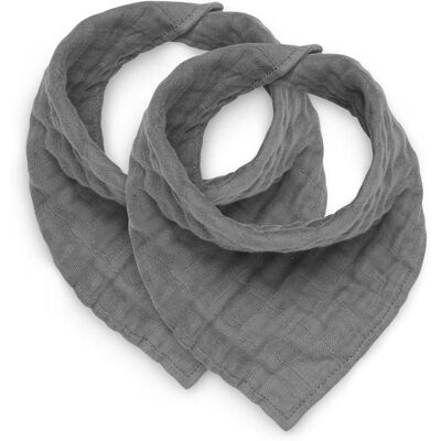 A Little Lovely Company Jollein - 2 śliniaki bandany cotton Storm Grey A Little Lovely Company Jollein - 2 śliniaki bandany cotton Storm Grey