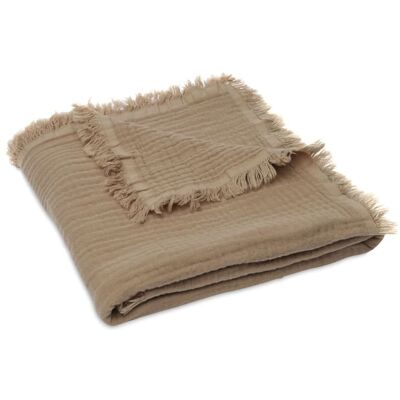 Jollein - Kocyk Muślinowy Fringe 120 X 120 Cm Biscuit Jollein - Kocyk Muślinowy Fringe 120 X 120 Cm Biscuit
