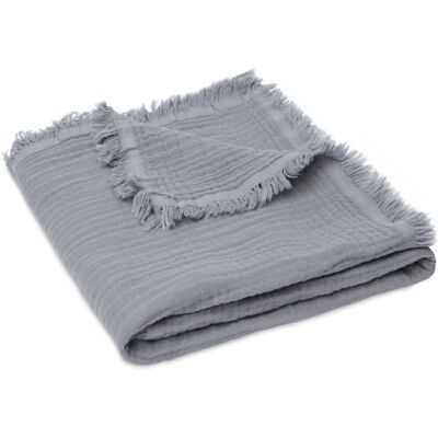 Jollein - Kocyk Muślinowy Fringe 120 X 120 Cm Storm Grey Jollein - Kocyk Muślinowy Fringe 120 X 120 Cm Storm Grey