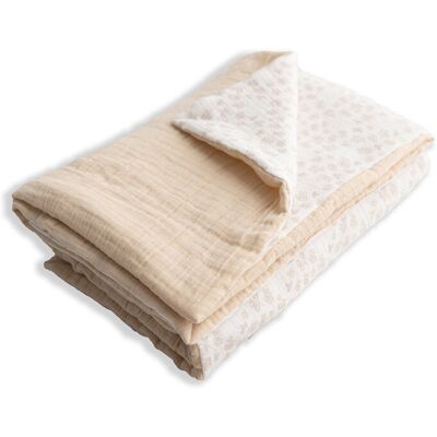 BABY MATEX Kocyk 75x100 Muslin Designe beżowy biały w różyczki BabyMatex BABY MATEX Kocyk 75x100 Muslin Designe beżowy biały w różyczki BabyMatex
