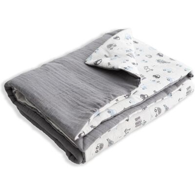 BABY MATEX Kocyk 75x100 Muslin Designe szary biały w samochody BabyMatex BABY MATEX Kocyk 75x100 Muslin Designe szary biały w samochody BabyMatex
