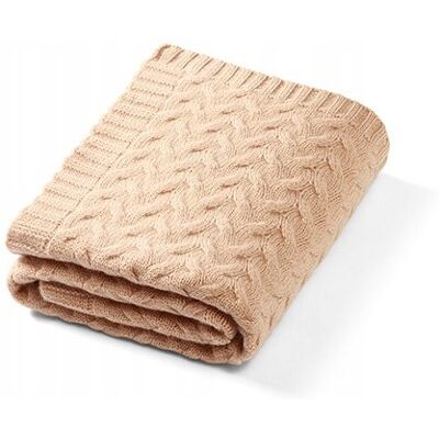 Kocyk wełna merino Babyono 75 x 100cm beżowy Kocyk wełna merino Babyono 75 x 100cm beżowy