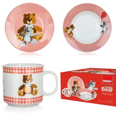 Banquet KOMPLET obiadowy śniadaniowy DLA DZIECI czerwony prezent roczek urodziny Banquet KOMPLET obiadowy śniadaniowy DLA DZIECI czerwony prezent roczek urodziny