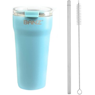 Kubek Termiczny 530Ml Metalowa Słomka Czyścik Banz Aqua Kubek Termiczny 530Ml Metalowa Słomka Czyścik Banz Aqua