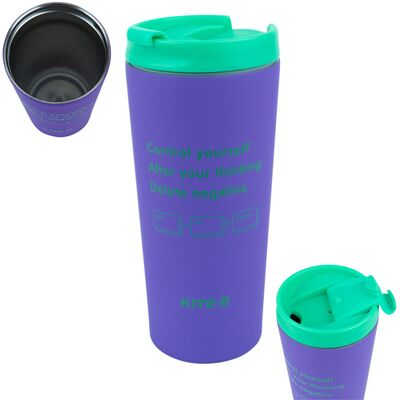Kubek Termiczny antypoślizgowy z napisami Fiolet 440 ml Kite Kubek Termiczny antypoślizgowy z napisami Fiolet 440 ml Kite