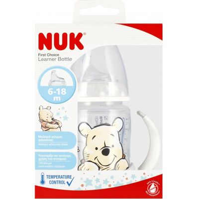 NUK Butelka 150 ml 6m z uchwytem First Choice Kubuś popielata NUK Butelka 150 ml 6m z uchwytem First Choice Kubuś popielata