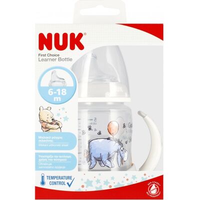 NUK Butelka 150 ml 6m z uchwytem First Choice Osiołek popielata NUK Butelka 150 ml 6m z uchwytem First Choice Osiołek popielata