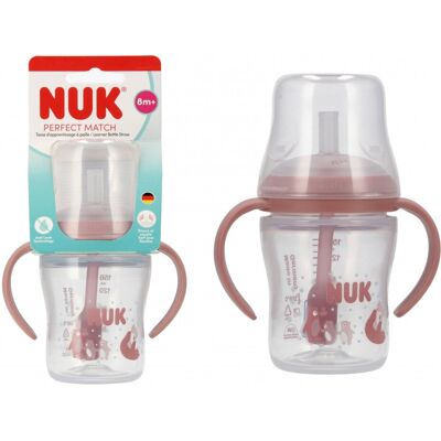 NUK Butelka do nauki picia ze słomką 150ml Miś 10215404 NUK Butelka do nauki picia ze słomką 150ml Miś 10215404