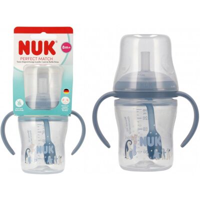 NUK Butelka do nauki picia ze słomką 150ml Pingwinek 10215403 NUK Butelka do nauki picia ze słomką 150ml Pingwinek 10215403