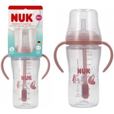 NUK Butelka do nauki picia ze słomką 260ml Miś 10216321 NUK Butelka do nauki picia ze słomką 260ml Miś 10216321