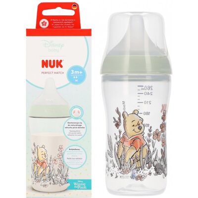 NUK Butelka PP 260ml Perfect Match silikonowy smoczek M Kubuś 10216332 NUK Butelka PP 260ml Perfect Match silikonowy smoczek M Kubuś 10216332