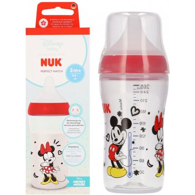 NUK Butelka PP 260ml Perfect Match silikonowy smoczek M Minnie 10216338 NUK Butelka PP 260ml Perfect Match silikonowy smoczek M Minnie 10216338
