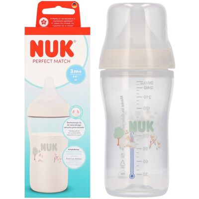NUK Butelka PP 260ml Perfect Match silikonowy smoczek M Owca 10216326 NUK Butelka PP 260ml Perfect Match silikonowy smoczek M Owca 10216326