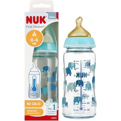 NUK Butelka szklana 240 ml 0-6 m turkus 10745122 NUK Butelka szklana 240 ml 0-6 m turkus 10745122