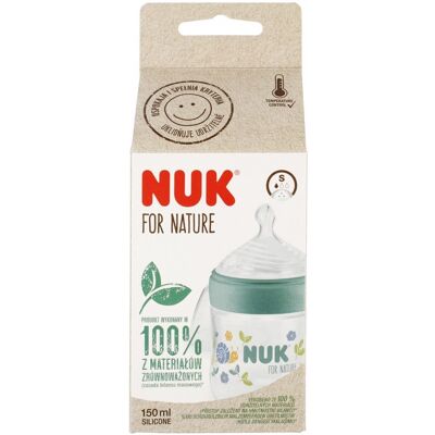 NUK Butelka ze smoczkiem silikonowym 150 ml S For Nature zielona NUK Butelka ze smoczkiem silikonowym 150 ml S For Nature zielona