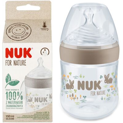 NUK FOR NATURE Butelka antykolkowa ze wskaźnikiem ciepła 150ml smoczek wolny przepływ popielata NUK FOR NATURE Butelka antykolkowa ze wskaźnikiem ciepła 150ml smoczek wolny przepływ popielata