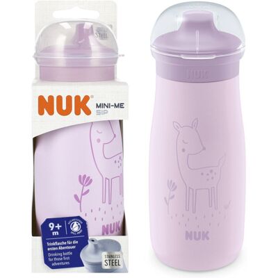NUK Kubek niekapek bidon Mini-Me 300ml 9m+ stal nierdzewna fioletowy NUK Kubek niekapek bidon Mini-Me 300ml 9m+ stal nierdzewna fioletowy