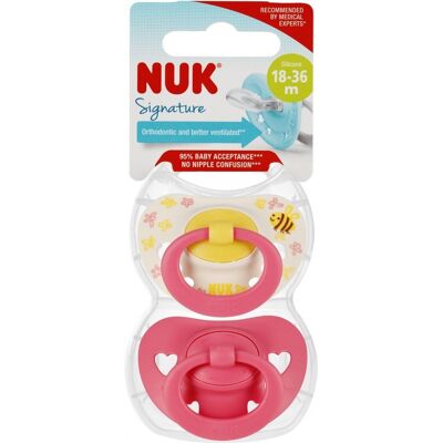 NUK Smoczek uspokajający 18-36m Signature różowy op.2 szt. NUK Smoczek uspokajający 18-36m Signature różowy op.2 szt.